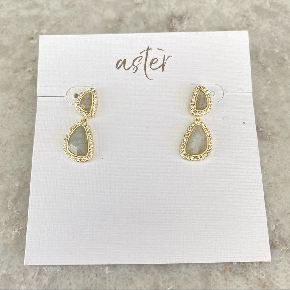 Aster Geode Rhinestone Dangle Formal Earrings